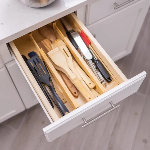 Miniatura 2 de Fabsome Divisores de cajón, 6 unidades, organizadores de cocina de bambú ajustables de 17 a 22 pulgadas, separadores de tocador de madera