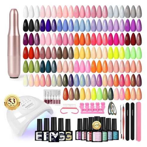 Miniatura 11 de phoenixy Juego de 24 esmaltes de uñas en gel, kit de uñas en gel removible de 21 colores, nude rosa rojo azul verde amarillo naranja, juego de 24