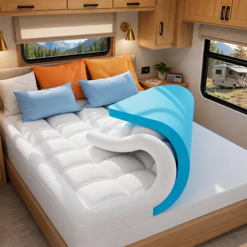 Miniatura 14 de ELEMUSE - Cubrecolchón de espuma viscoelástica de doble capa de 3 pulgadas para dormitorio universitario, artículos esenciales para la habitación