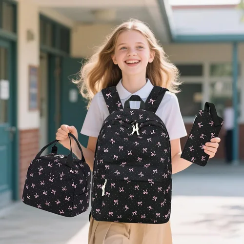 Miniatura 62 de Bluboon Juego de mochila para adolescentes, mochila escolar para niñas, lonchera y lápices, bolsas para estudiantes, 3 en 1, rosa-3 juegos, Escuela