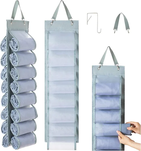 Miniatura 12 de DHSFKBE Organizador de Almacenamiento de Leggings - 2 PCS Organizador de Camisetas, Organizadores de Armario Colgantes y Almacenamiento con 16 Gris