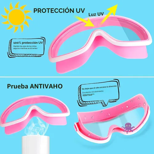 Miniatura 4 de COOLOO Gafas de natación para niños de 3 a 15 años, paquete de 2 gafas para nadar con cubierta para la nariz, sin fugas, antiniebla, impermeables