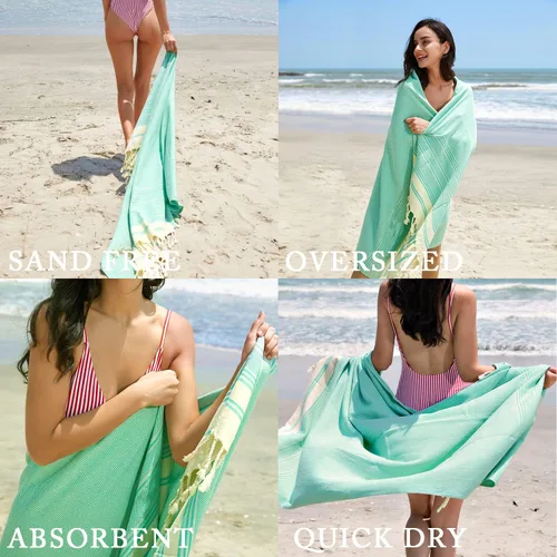 Miniatura 3 de Your Choice Toalla de playa turca (71 x 41) – Toalla turca 100% algodón, sin arena, de secado rápido, de gran tamaño, toalla de viaje compacta