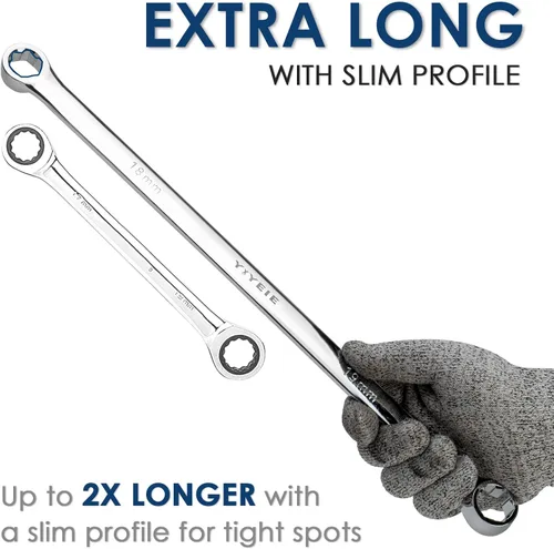 Miniatura 4 de YIYEIE Juego de 5 llaves extralarga de extremo de caja, métricas de 0.315 in-0.748 in, llave extractora de pernos extendidos de 6 puntos, llave