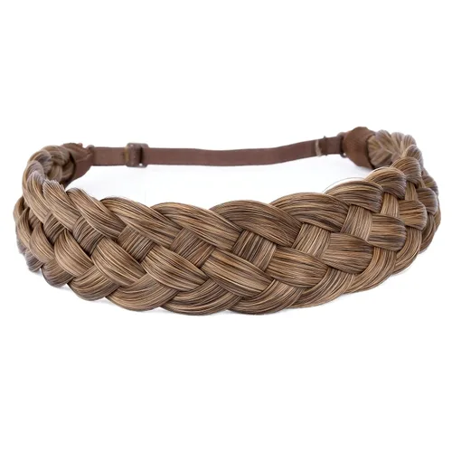 Miniatura 30 de Diadema clásica de cabello sintético trenzado de 5 hebras, trenzas gruesas y anchas, extensión de cabello con elástico para mujeres y niñas