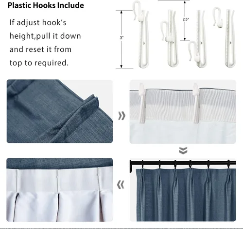 Miniatura 4 de Macochico Cortinas plisadas opacas para dormitorio, aislamiento térmico, cortinas de bloqueo de luz, paneles de cortina de ventana para sala