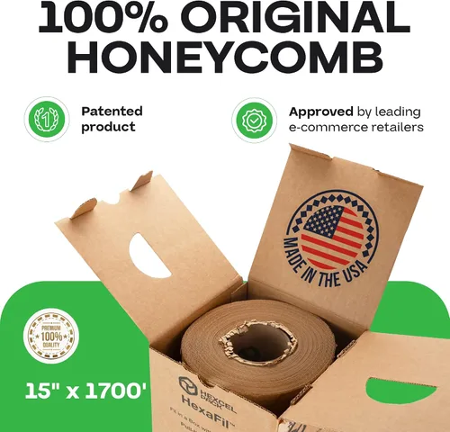 Miniatura 2 de IDL Packaging HexaFil - Papel kraft de embalaje en panal de abeja de 15" x 1700' en caja autodispensadora - Relleno acolchado patentado para cajas