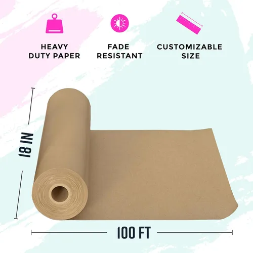 Miniatura 3 de Bryco Goods (Paquete de 2) Rollos de Papel Kraft Marrón para Embalaje - 18" x 100' (1200") - Suministros de Mudanza, Envoltura de Regalos, Artes