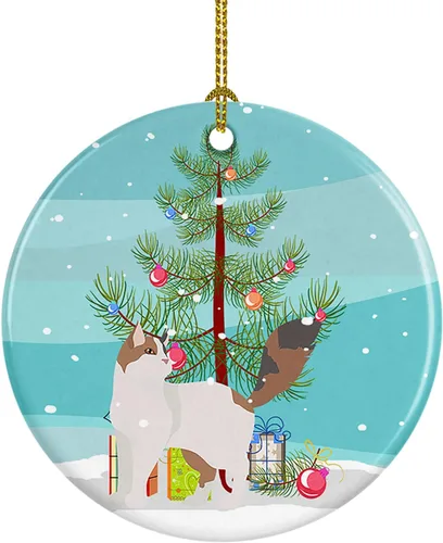 Caroline's Treasures Adorno de cerámica con texto en inglés "Merry Christmas" para colgar en el árbol de Navidad, decoración para el hogar, Navidad,