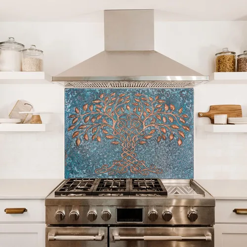 Miniatura 5 de Salpicaduras de Cocina, Salpicaduras de Cocina Árbol de la Vida Celta, Panel de Salpicaduras de Cobre Personalizable, Azulejo de Salpicaduras