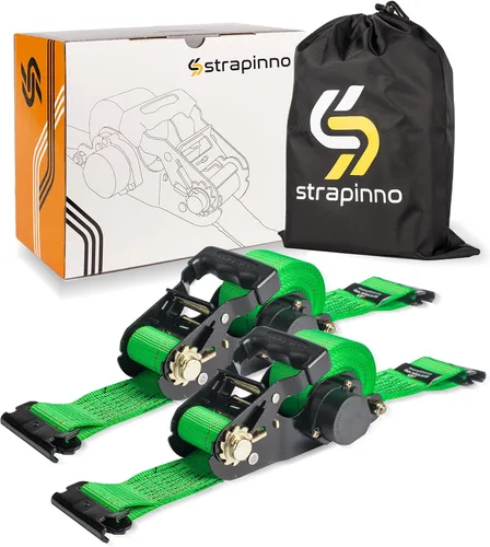 Strapinno E-Track Correas Retráctiles de Amarre de Trinquete - 2 pulgadas x 15 pies Correa de Trinquete de Servicio Pesado con resistencia a la