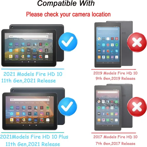 Miniatura 2 de Funda para tablet Fire HD 10 para niños (versión 2021/2023, 11ª/13ª generación), funda Oqddqo Amazon Kindle 10 Plus, choque de doble capa de cuatro
