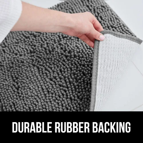 Miniatura 4 de GORILLA GRIP Alfombra de baño y alfombrilla cuadrada contorneada en forma de U para inodoro, ambos grises, la alfombra de baño es de 30 x 20