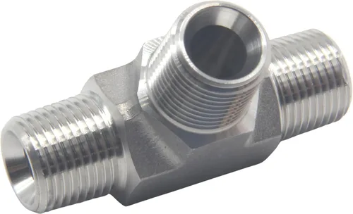Miniatura 5 de HFS (R) 304 acero inoxidable forjado tubería calle Tee - macho MNPT 3-Way Tee inoxidable (3/8" macho NPT)