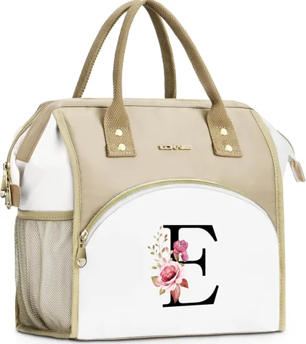 Miniatura 13 de Lonchera con inicial para mujer, lonchera térmica para niñas, lonchera grande para adultos, a prueba de fugas, para trabajo de picnic, bolsa de mano