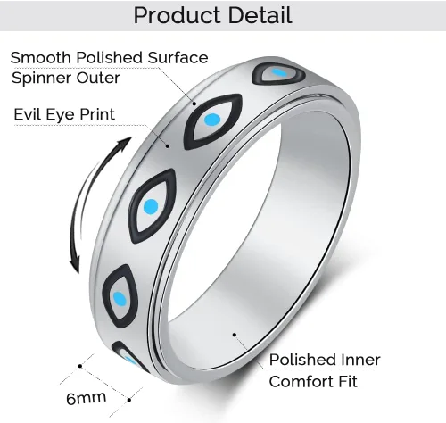 Miniatura 4 de Anillo de ansiedad OreilleStar para mujeres, anillo giratorio de titanio y acero inoxidable, anillo de ansiedad para hombres, 6mm de ancho con Plata