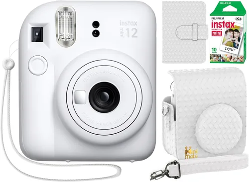 Miniatura 10 de Fujifilm Cámara instantánea Instax Mini 12 color rosa flor + estuche personalizado Minimate + película fotográfica Fuji Instax 10 hojas y álbum