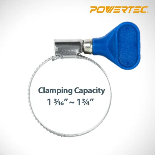 Miniatura 2 de POWERTEC 70247-P2 Abrazaderas de manguera de llave de 1-1/2 pulgadas, abrazaderas de manguera ajustables de acero inoxidable para recolección