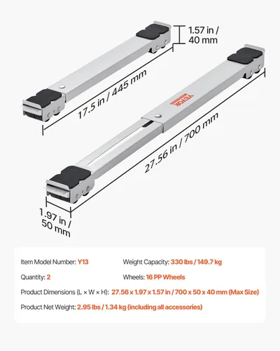 Miniatura 7 de VEVOR Rodillos para Muebles y Electrodomésticos de Servicio Pesado, 660 lbs de Carga Total, Rodillos Extensibles para Electrodomésticos Base Móvil