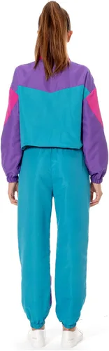 Miniatura 2 de Conjunto de traje de pista de bloque de color de los años 80, rompevientos de manga larga de los años 90, traje deportivo casual para mujer