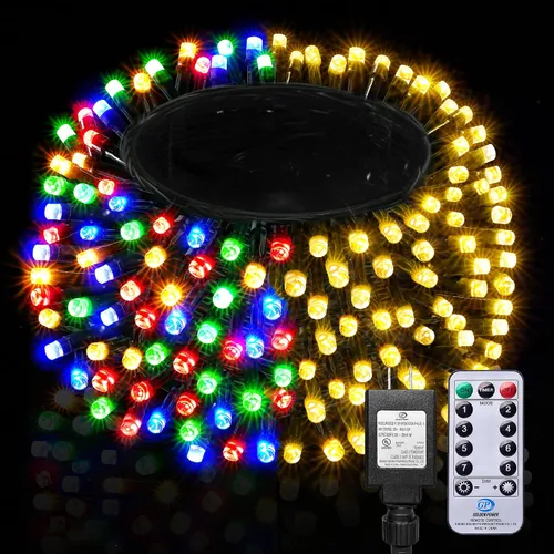 Miniatura 11 de BlcTec Luces de Navidad blancas cálidas, 300 luces LED de 108 pies para árbol de Navidad con 8 modos, impermeables, con certificación UL