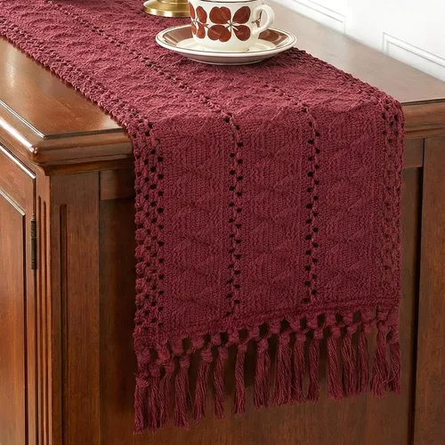 Miniatura 21 de FEXIA Camino de Mesa Negro con Borlas de 72 Pulgadas Macramé Boho Estilo Granja Camino de Mesa para Decoración de Dormitorio y Comedor