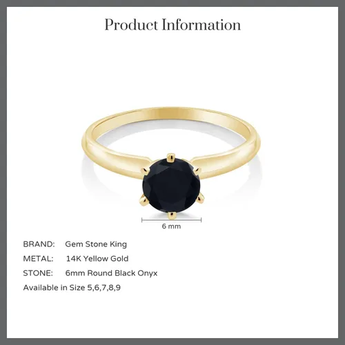 Miniatura 25 de Anillo de compromiso solitario con piedra preciosa redonda de oro amarillo de 14 quilates de 0.236 in para mujer Ajuste clásico de 6 puntas