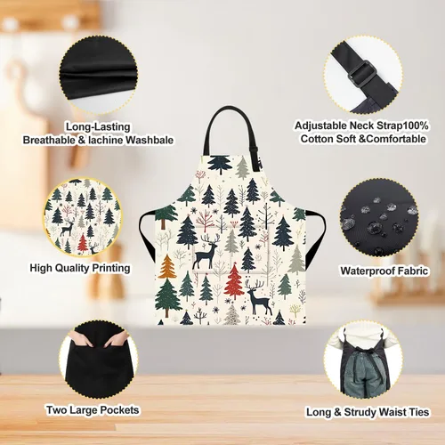 Miniatura 4 de Delantal de cocina para el hogar, cocina, horneado, jardinería, para mujeres y hombres, con bolsillos, impermeable, 32 x 28 pulgadas