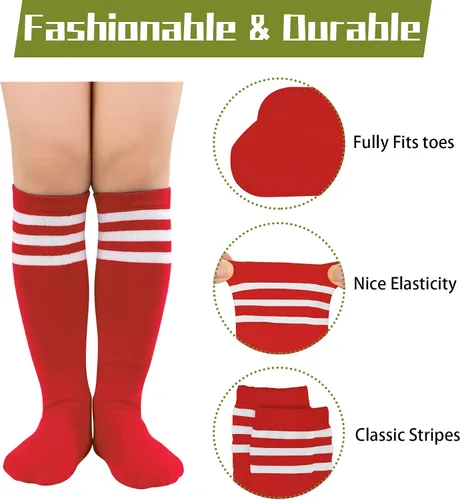 Miniatura 2 de Zando Calcetines de fútbol para niños, calcetines altos hasta la rodilla para niños y niñas, transpirables para niños y jóvenes, calcetines