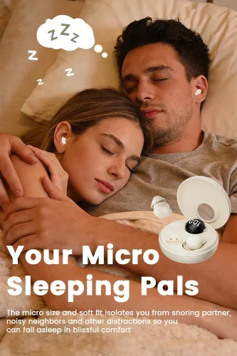 Miniatura 2 de Auriculares para dormir de lado, auriculares inalámbricos Bluetooth, mini tapones invisibles para los oídos, diseño pequeño, cómodos auriculares