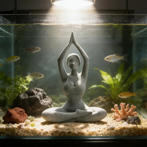 Miniatura 4 de livelyfish Estatua de dama de yoga, piedra arenisca, figura de yoga para meditación, figuras coleccionables para el hogar, estante del acuario