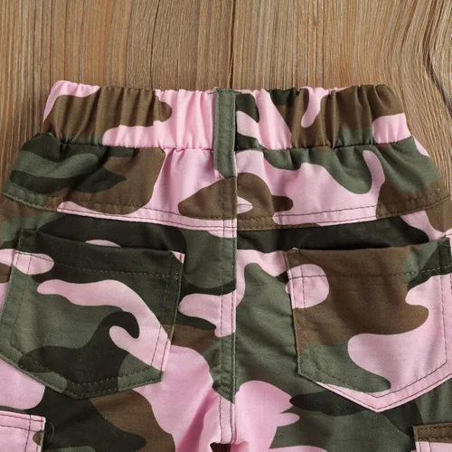 Miniatura 45 de Mandizy Conjunto de ropa de otoño para bebé niña pequeña, sudadera de manga larga con estampado de letras bendecidas, pantalones de camuflaje