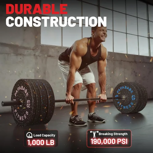 Miniatura 5 de PAPABABE 7FT Olympic Barbell 45 lb Barbell 2 INCH 1000lbs/1500lbs Capacity Olympic Bar with Moderate Knurling For Squats Curls Deadlifts