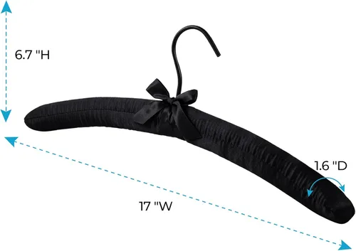 Miniatura 5 de JS Hanger Percha acolchada para suéteres, perchas extra grandes de 17 pulgadas con cubierta de satén, sin protuberancias de hombro para ropa