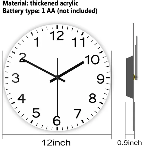 Miniatura 2 de The Geeky Days Reloj de correr hacia atrás de 12 pulgadas, números de Arabia, funciona con pilas, cuarzo silencioso, antiagujas del reloj, inversa