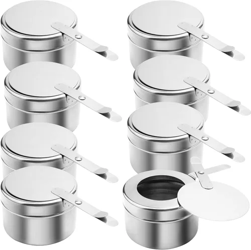 Miniatura 8 de MOUYAT 6 soportes de combustible para rozar con tapa, acero inoxidable para mechas de combustible, esterno, soporte de calor enlatado