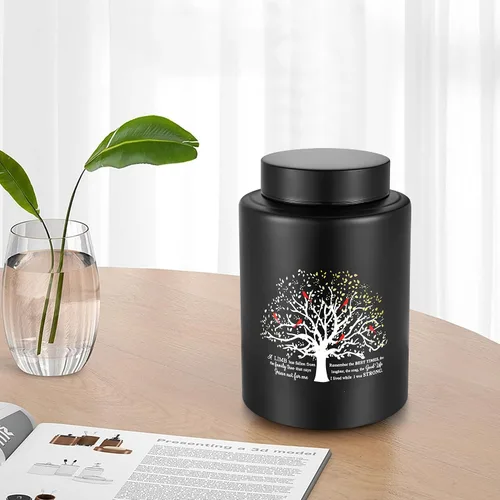 Miniatura 5 de SOITIS Urna mediana de hasta 140 libras para cenizas humanas adultas, urna decorativa de acero inoxidable de 7.3 pulgadas, árbol de la vida