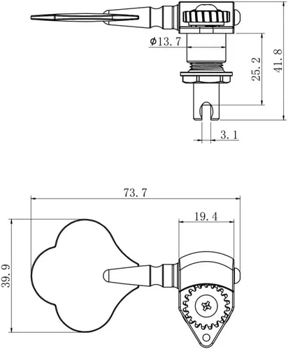 Miniatura 3 de Guyker Cabeza de máquina de bajo eléctrico con marco abierto (2R + 2L) - Afinadores de engranajes con relación 1:20 Claves de afinación con clavijas