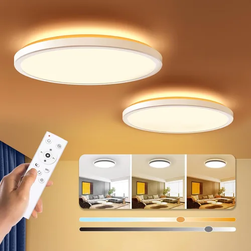BLNAN Lámpara de techo LED regulable con control remoto, 12 pulgadas, 3000 K-6500 K, color de luz ajustable, moderna lámpara de techo ultrafina para