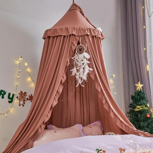 Miniatura 18 de VETHIN Dosel de cama para niñas, Princesa Cúpula Redonda de Ensueño Mosquitera Ropa de Cama Habitación de Niñas Castillo Tienda de Juego Colgante