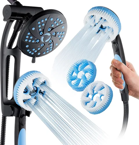 Aquassage 6 en 1 de alta presión por AquaCare - Combo de 76 modos de 3 vías, cabezal de ducha, ducha de mano, cepillo corporal, cepillo para el Oil
