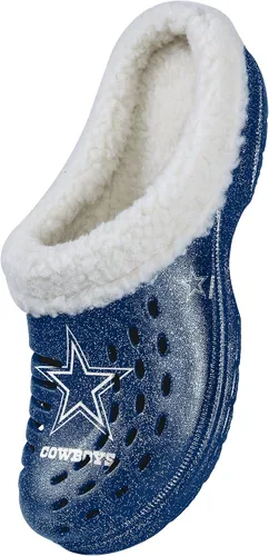 Miniatura 3 de FOCO - Zuecos con logotipo del equipo de la NFL para mujer, forro de sherpa y brillo