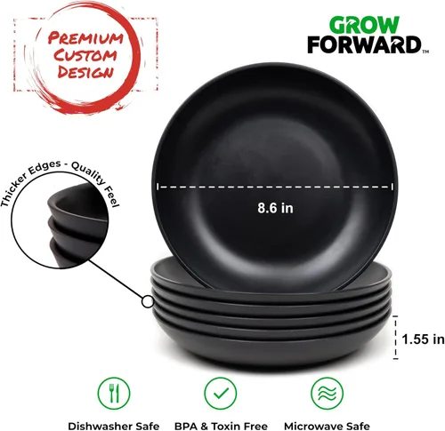 Miniatura 3 de Grow Forward Tazones Premium de Paja de Trigo para Pasta - 30oz Platos Hondos Irrompibles Anchos y Poco Profundos Juego de 6 - Tazones de Pasta