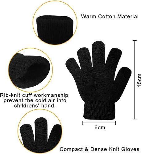 Miniatura 2 de ONESING 3-24 pares de guantes de punto para niños, guantes de invierno blancos para niños, guantes de dedo para niños para niñas