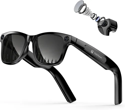 EarlySincere Lentes inteligentes Ai 2026 para hombres y mujeres, gafas de cámara HD 4K de 8 MP, batería de 410 mAh, compatible con grabación de