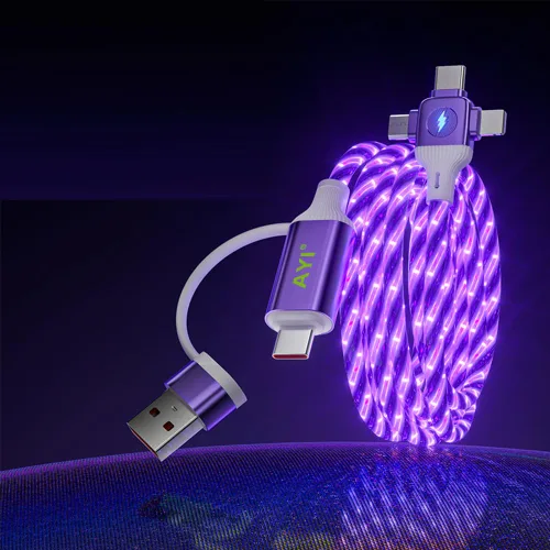 Miniatura 20 de AYI 3 combinaciones de múltiples puertos USB A a USBC Micro PD cable de carga rápida iluminado flujo de corriente compatible con casi todos