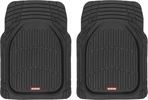 Motor Trend -2 alfombrillas delanteras para el piso del automóvil- Forros de contorno FlexTough negros - Alfombrillas de goma resistentes para