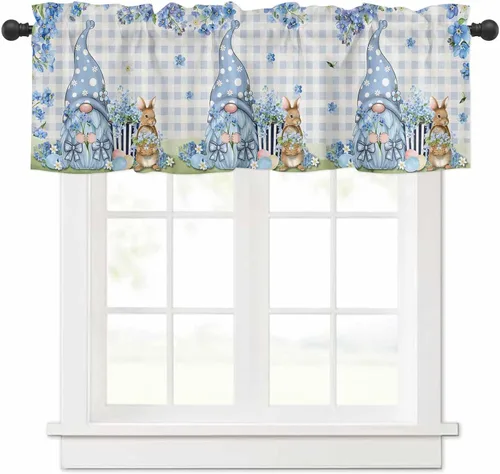 Miniatura 17 de Cortina de cenefas de lavanda púrpura pastoral para cocina, cafetería, cenefa floral de primavera de 42 x 12 pulgadas, bolsillo para barra, cortinas