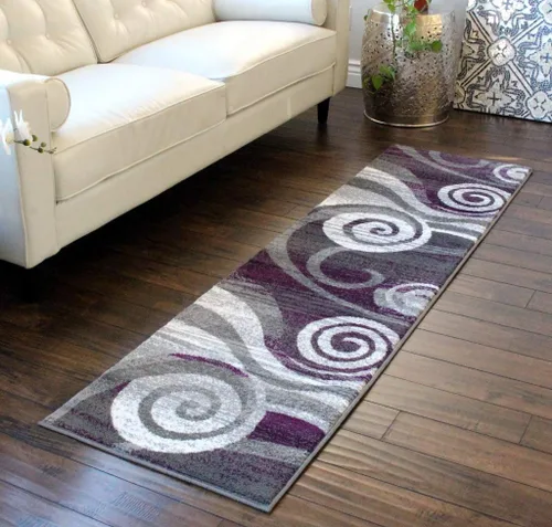 Miniatura 14 de Masada Rugs, Stephanie Collection 1103 - Alfombra de área moderna y contemporánea, color rojo, gris y blanco (2 pies 4 pulgadas x 11 pies), largo