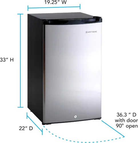 Miniatura 7 de West Bend Mini refrigerador para oficina en casa o dormitorio, cuenta con una sola puerta reversible, estantes extraíbles de descongelación manual